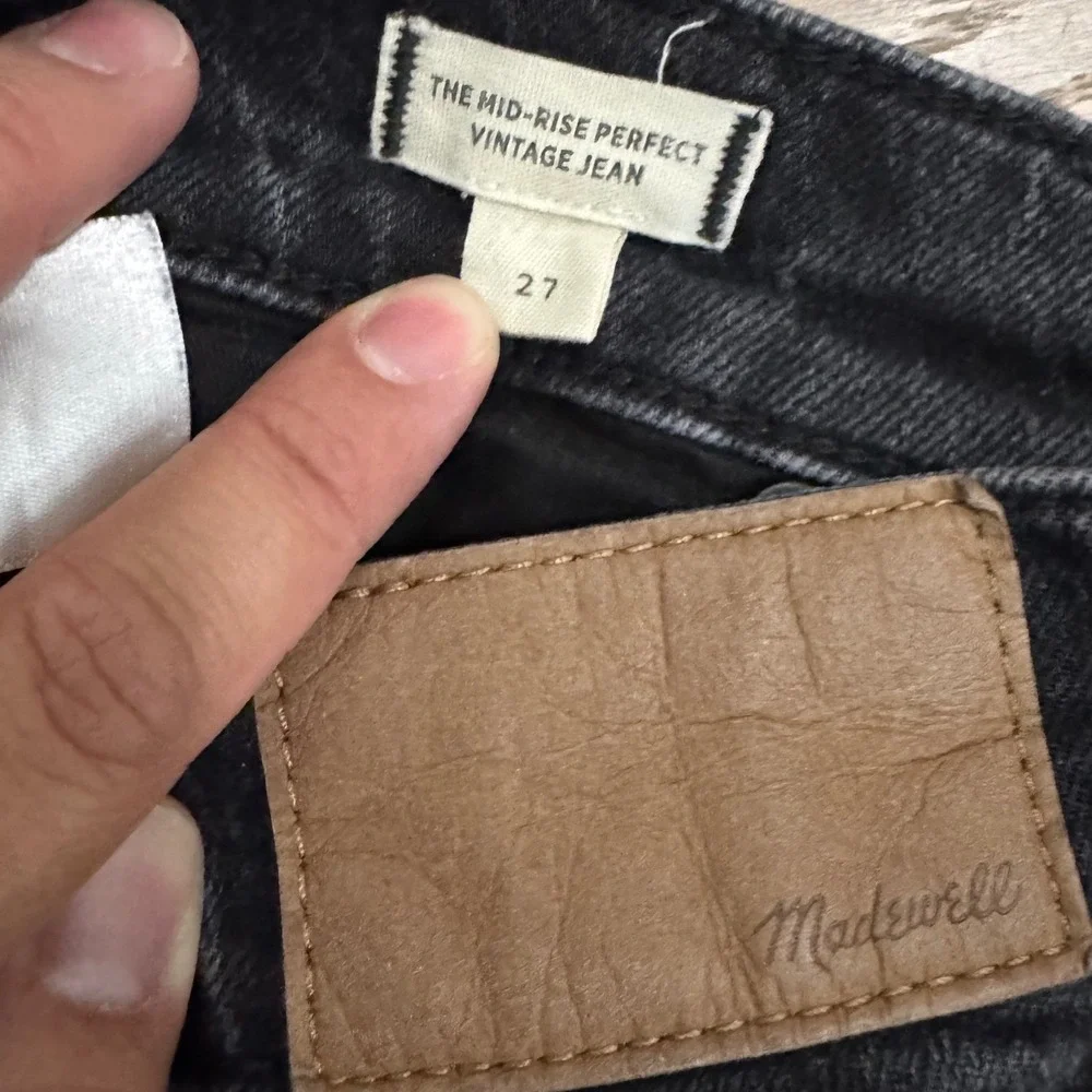 Madewell Mid Rise Perfect Vintage Jeans Womens 27 Black Wash Straight Leg - Picture 4 of 7